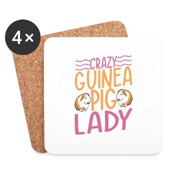 Crazy Guinea Pig Lady Cavy Lover Rodent - Untersetzer (4er-Set) - Weiß - Vorne