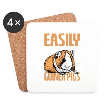 Facilement distrait par les cochons d’Inde rongeurs Cavy Lover - Dessous de verre (lot de 4) - blanc - Devant