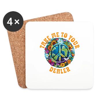 Hippie Peace Sign Peace Flowers Flower Child - Dessous de verre (lot de 4) - blanc - Devant