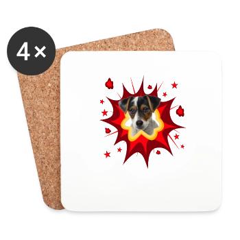 Comic Dog Design - Pow - Parson Russel Terrier - Coasters (set of 4) - white - Front