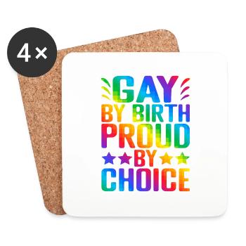 Gay By Birth Proud By Choice 2 - Untersetzer (4er-Set) - Weiß - Vorne