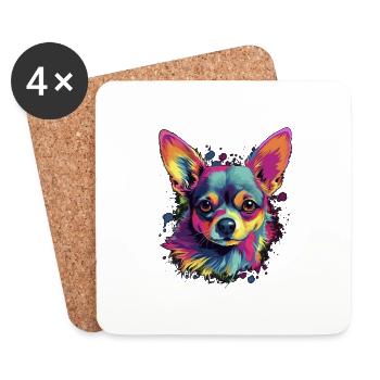 Chihuahua | Abstrakte Malerei | Farbe | Niedlicher - Untersetzer (4er-Set) - Weiß - Vorne