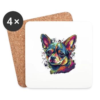 Chihuahua | Abstrakte Malerei | Farbe | Niedlicher - Untersetzer (4er-Set) - Weiß - Vorne