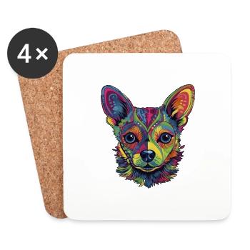 Chihuahua | Abstrakte Malerei | Farbe | Niedlicher - Untersetzer (4er-Set) - Weiß - Vorne