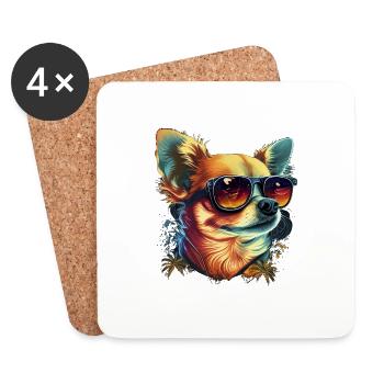 Chihuahua | Abstrakte Malerei | Farbe | Niedlicher - Untersetzer (4er-Set) - Weiß - Vorne