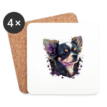 Chihuahua | Abstrakte Malerei | Farbe | Niedlicher - Untersetzer (4er-Set) - Weiß - Vorne