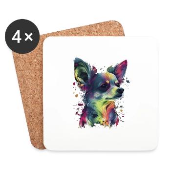 Chihuahua | Abstrakte Malerei | Farbe | Niedlicher - Untersetzer (4er-Set) - Weiß - Vorne
