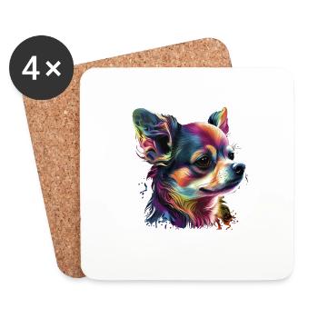 Chihuahua | Abstrakte Malerei | Farbe | Niedlicher - Untersetzer (4er-Set) - Weiß - Vorne
