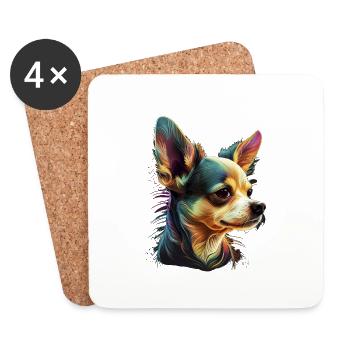 Chihuahua | Abstrakte Malerei | Farbe | Niedlicher - Untersetzer (4er-Set) - Weiß - Vorne