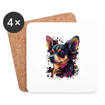 Chihuahua | Abstrakte Malerei | Farbe | Niedlicher - Untersetzer (4er-Set) - Weiß - Vorne