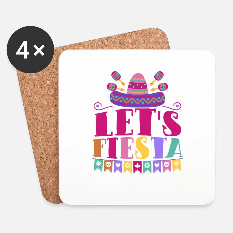 Lets Fiesta - Untersetzer (4er-Set) - Weiß