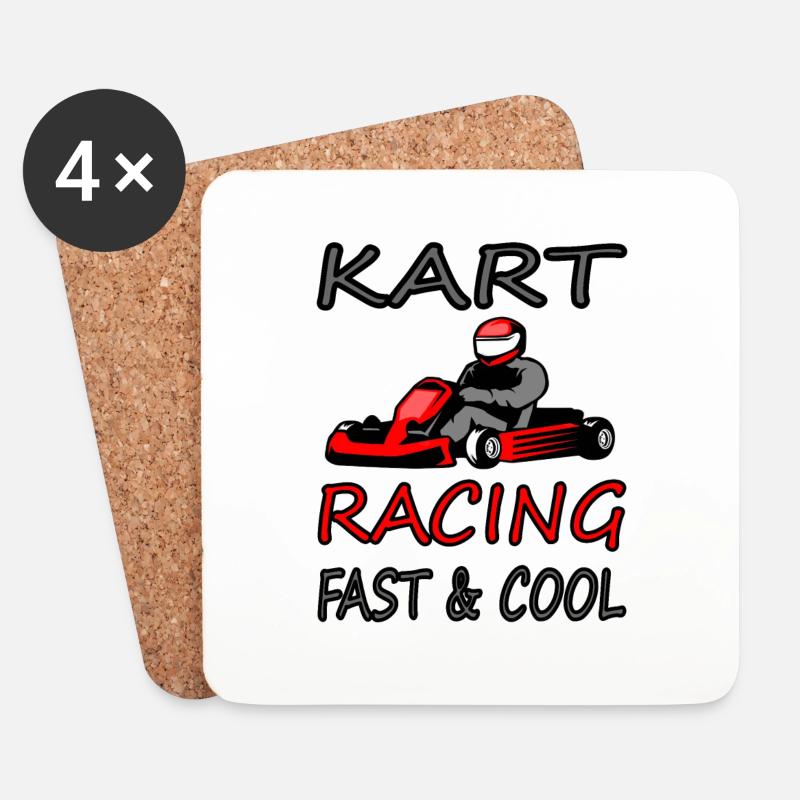 Kartfahren Rennfahrer Kart Rennauto Geschenkidee - Untersetzer (4er-Set) - Weiß