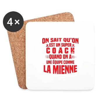 Un Super Coach Cadeau Entraîneur Sportif Humour - Dessous de verre (lot de 4) - blanc - Devant