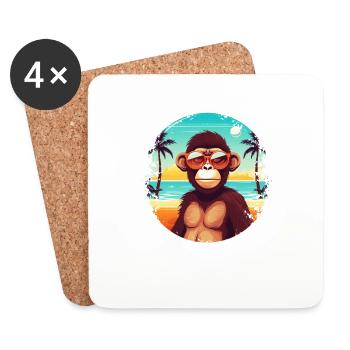 Beach Breeze und Monkey Ease: Cooler Sommerspaß - Untersetzer (4er-Set) - Weiß - Vorne