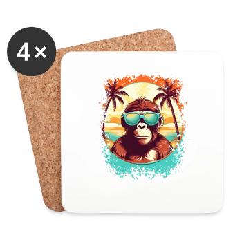Monkey Business at the Beach: une escapade estivale unique - Dessous de verre (lot de 4) - blanc - Devant