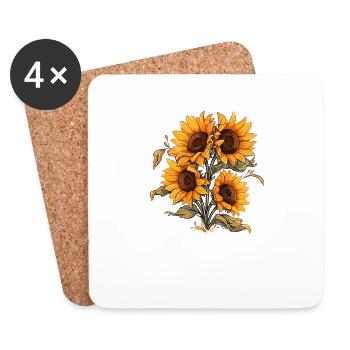Cool Yellow Flower Sunflower Lover Summer Garden - Coasters (set of 4) - white - Front