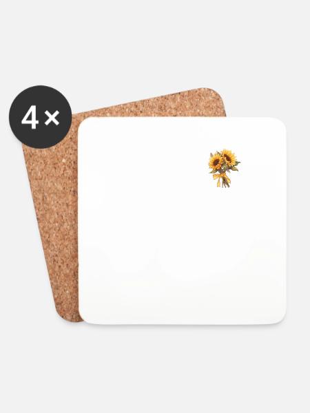 Aufnäher Sonnenblumen Humor Gelb Blumen Sonnenblume - Untersetzer (4er-Set) - Weiß