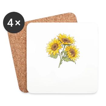 Floral Fleurs Amoureux Jaune Tournesol Cool Summer - Dessous de verre (lot de 4) - blanc - Devant