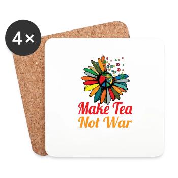 Hippie Peace Sign Peace Flowers Flower Child - Dessous de verre (lot de 4) - blanc - Devant