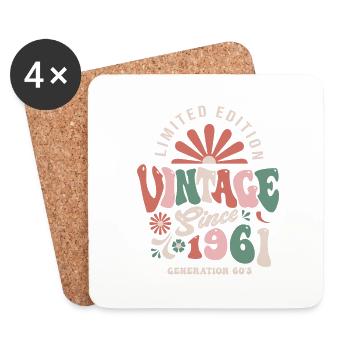 1961 Birthday 1961 vintage - Coasters (set of 4) - white - Front