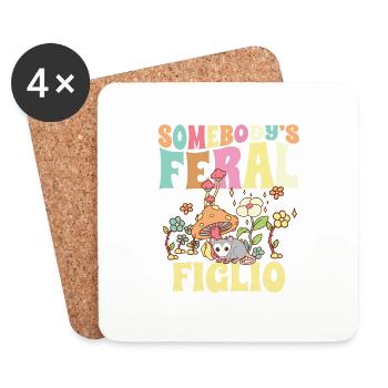 Somebody’s Feral Figlio Italian Son Opossum sauvage - Dessous de verre (lot de 4) - blanc - Devant