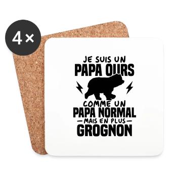 Je suis un papa ours comme un papa normal cadeau - Dessous de verre (lot de 4) - blanc - Devant