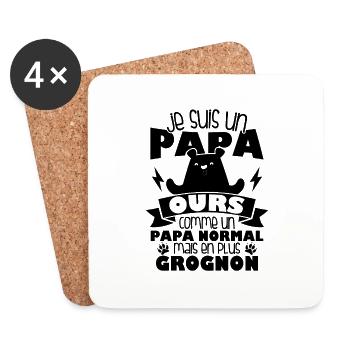 Je suis un papa ours comme un papa normal cadeau - Dessous de verre (lot de 4) - blanc - Devant