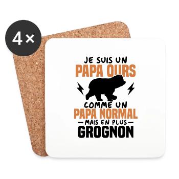 Je suis un papa ours comme un papa normal cadeau - Dessous de verre (lot de 4) - blanc - Devant