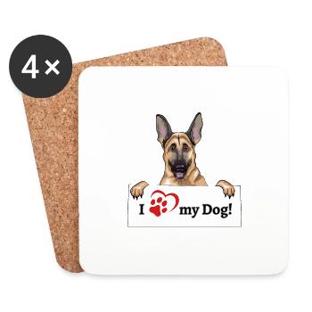 Ich liebe meinen Hund - Deutscher Schäferhund - Untersetzer (4er-Set) - Weiß - Vorne