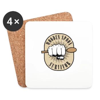 Funny Italian Parenting Wooden Spoon Survivor - Untersetzer (4er-Set) - Weiß - Vorne