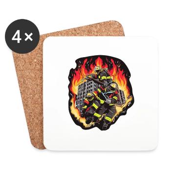 FIREFIGHTERS RESCUING - Coasters (set of 4) - white - Front