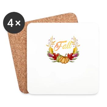 Herbstblätter Lustige Kürbisliebhaber Halloween - Untersetzer (4er-Set) - Weiß - Vorne