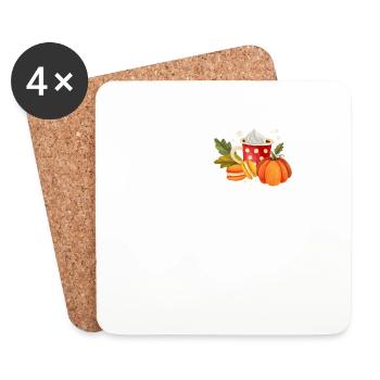 Automne Café Feuilles d’automne Citrouille Halloween Merci - Dessous de verre (lot de 4) - blanc - Devant