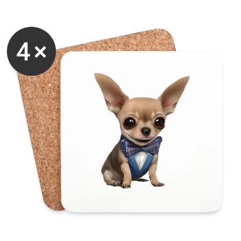 Propriétaire de chien Chihuahua chien Chihuahua chiots - Dessous de verre (lot de 4) - blanc - Devant