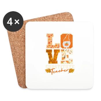 Substitute Teacher Autumn Autumn Love Gnome Lover - Coasters (set of 4) - white - Front