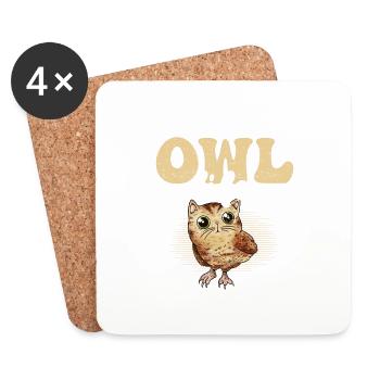 Living That Owl Life Night Owls Nocturnal Bird - Untersetzer (4er-Set) - Weiß - Vorne