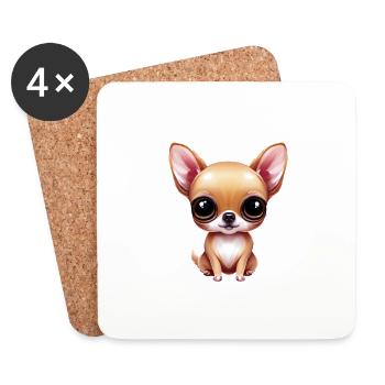 Surcharge de mignonnerie de chihuahua - Dessous de verre (lot de 4) - blanc - Devant