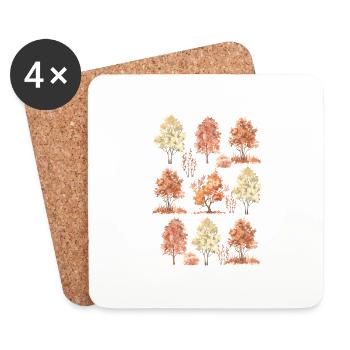 Halloween Herbst Bäume Herbst Saison Blätter Blatt - Untersetzer (4er-Set) - Weiß - Vorne