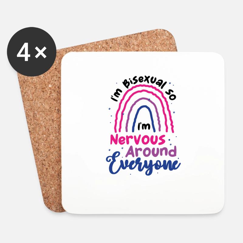 LGBTQ Pride Bisexual Nervous Around Everyone - Untersetzer (4er-Set) - Weiß