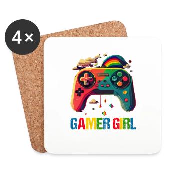 Console de jeu PC Gamer Girl Gamer Girl - Dessous de verre (lot de 4) - blanc - Devant