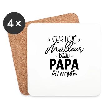 Meilleur Beau-Papa Certifié - Dessous de verre (lot de 4) - blanc - Devant