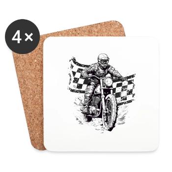 Motocross Motard Moto Enduro Motocross Saleté - Dessous de verre (lot de 4) - blanc - Devant