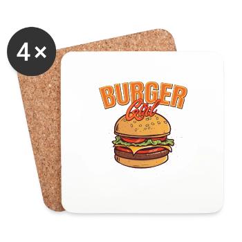 Burger Girl Meat Buns Food Hamburger - Dessous de verre (lot de 4) - blanc - Devant