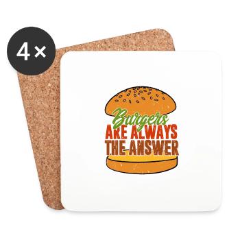 Burgers Are Always The Answer Hamburger Food Meat - Untersetzer (4er-Set) - Weiß - Vorne