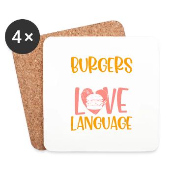 Les hamburgers sont mon amour Langue Hamburger Nourriture Viande B - Dessous de verre (lot de 4) - blanc - Devant