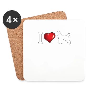 Hundezubehör Pudel Hundebesitzer - Untersetzer (4er-Set) - Weiß - Vorne