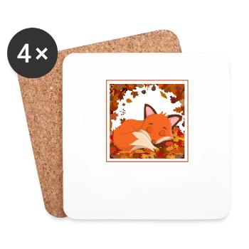 Roter Waldfuchs Baby Tierliebhaber Herbstblatt - Untersetzer (4er-Set) - Weiß - Vorne