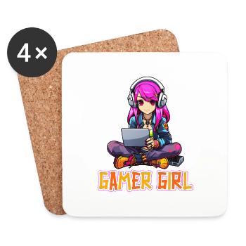 Gaming Console PC Gamer Girl Gamer Girl - Coasters (set of 4) - white - Front