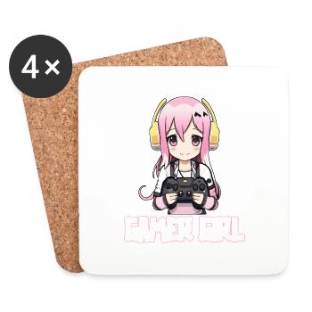 Gaming Console PC Gamer Girl Gamer Girl - Coasters (set of 4) - white - Front