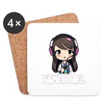 Gaming Console PC Gamer Girl Gamer Girl - Coasters (set of 4) - white - Front